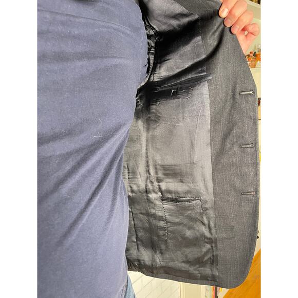 Joseph Abboud Mens 42R Gray 3 Button Blazer 100% WOOL Suit Jacket Sharkskin - Picture 7 of 11